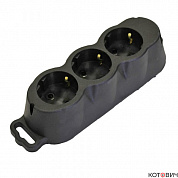 Колодка каучуковая, с/з, 3гн, 230В, 16A,  IP20, черная РА16-001