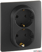Розетка 2п с/з антрацит ETIKA 