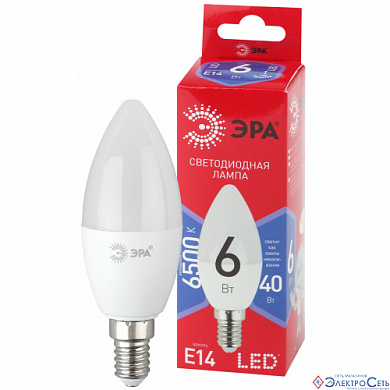 Лампа  E14  LED  Свеча    6W  6500K  B35  FR  800Lm  230V RED LINE LED ЭРА
