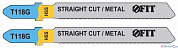 Пилка для лобзика по металлу, прямой, тонкий рез HCS 76/51/0,7 мм (Т118G) FIT