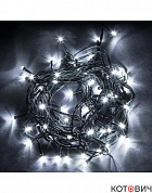 Гирлянда LED,  нить, IP44, белый, 40м + 3м  c эффектом стробов зеленый шнур  400LED CL07 Feron