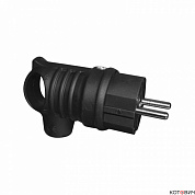 Вилка каучуковая, с/з, угловая с кольцом 230В, 16А, IP44, 2Р+РЕ Lezard
