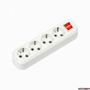 Колодка 4гн, c/з, белый, 16A, с выкл. УЗВ-4-GRAND 5240 IN HOME