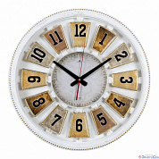 Часы настенные круг d=49,5 см, корпус белый с золотом "Цифры" "Рубин"