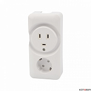 Розетка РШ 32А/16A, 250В 2Р+РЕ СУ белая РШ/Евро двойная (ОУ)  REXANT