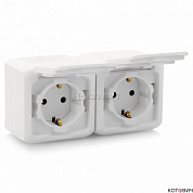 Розетка 2п с/з белый с защитными шторками и крышкой IP44 Quteo 782323