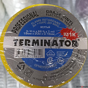 Изолента ПВХ, желтая  19мм* 20м, толщина 0,17мм огнеупорная, всепогодная  IU1K Terminator (10)