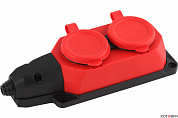 Колодка каучуковая, с/з, 2гн, 230В, 16A,  IP44, красная K-2e-RED-IP44 ЭРА