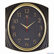 Часы настенные прямоугольные 27,5х31,5 см, корпус черный с золотом "Классика" "Рубин"