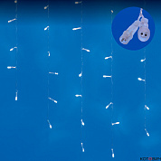 Гирлянда LED, бахрома,IP44, бел, 6,0м х 0,5м, статич, прозр.пр, 200LED, соед ULD-B007-200/STK W