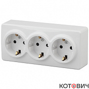 Розетка 3п с/з белый Эра