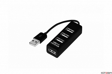Разветвитель USB на 4 порта черный REXANT