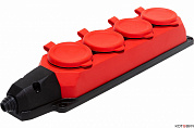 Колодка каучуковая, с/з, 4гн, 230В, 16A,  IP44, красная K-4e-RED-IP44 ЭРА