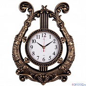 Часы настенные в форме Арфы 28х37см, корпус с бронзой "Классика"
