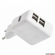 Сетевое зарядное устройство 4xUSB,  переходник+адаптер (СЗУ) (5 V, 2x2100 mA, 2x1000 mA) REXANT