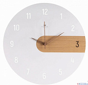 Часы настенные из металла и дерева, d=40 см, белый "Тройка" Рубин