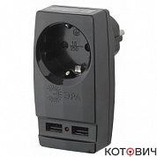Адаптер SP-1e-USB-B  1гнездо +2*USB 2100mA с/з  ЭРА