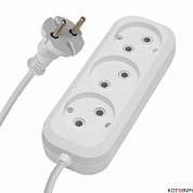 Удлинитель  3гн, 5м, б/з, белый, 10А/2,2кВт  ПВС 2х0,75, HM01-30-05  (У10-430) STEKKER