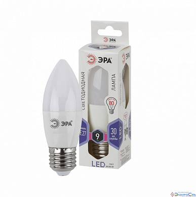 Лампа  E27  LED  Свеча    9W  6500K  В35  FR  720Lm  220V  ЭРА