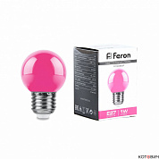 Лампа  для белт-лайт  E27  LED   1W  розовый  230V  G45, LB-37 Feron