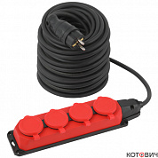 Удлинитель силовой ЭРА UK-4e-3x1,5-50m-IP44(KG) с заземлением 4 розетки каучук 50м КГ 3х1,5мм2 IP44