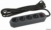 Сетевой фильтр 4гн. 1,5м  с/з, с выкл, черный USF-М-4es-1,5m-B ЭРА